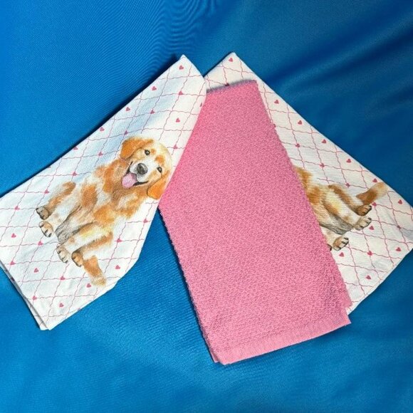 NWT & HARD TO FIND 3 PACK ADORABLE GOLDEN RETRIEVER PLUS PINK ABSORBENT TOWELS - Picture 8 of 16